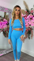 Luna Blue Long Sleeve Ribbed Activewear Set